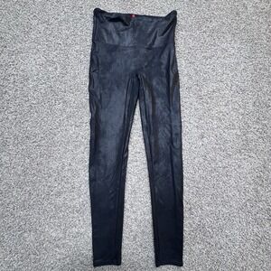 Spanx Faux‎ Leather Crop Leggings Pants Black Size Large